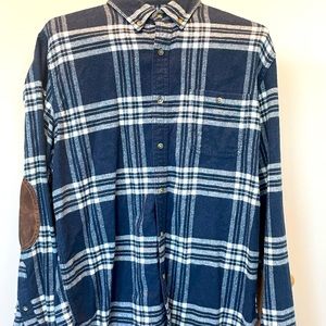 JCrew Flannel With Leather Elbow Detail size L
